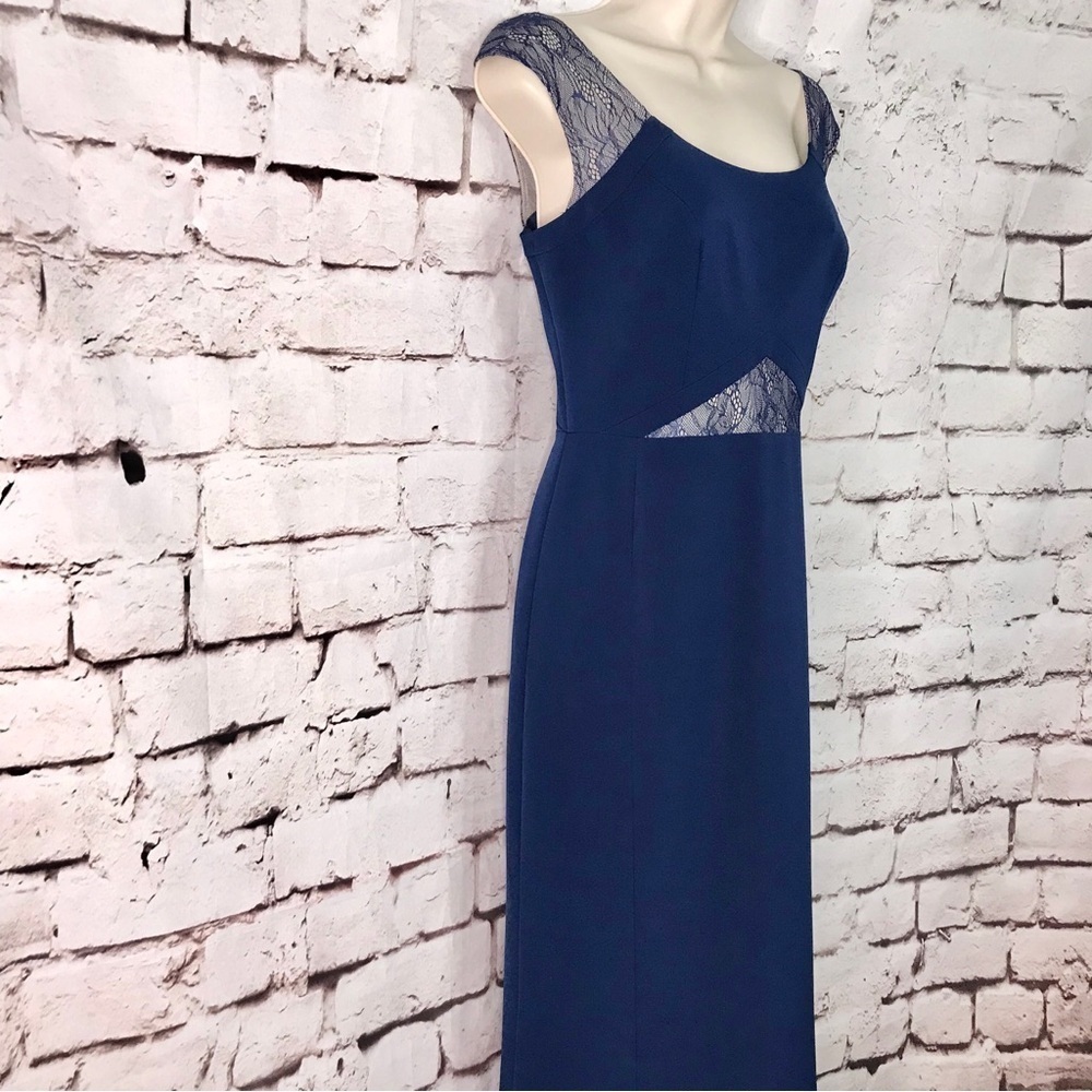 AIDAN MATTOX Lace inset cutout Navy Blue Prom Formal Dress Size 4 NEW WITH TAGS - Picture 10 of 15
